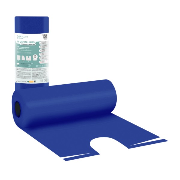 Οδοντ. Πετσέτα σε ρολό με λαιμόκοψη Soft Care 53 x 60cm μπλε (80 τεμ)