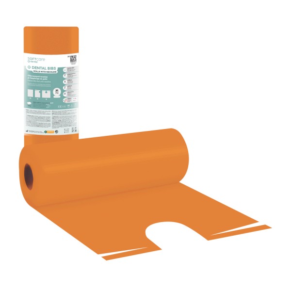 Οδοντ. Πετσέτα σε ρολό με λαιμόκοψη Soft Care 53 x 60cm πορτοκαλί (80 τεμ)