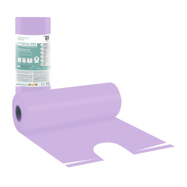 Οδοντ. Πετσέτα σε ρολό με λαιμόκοψη Soft Care 53 x 60cm μωβ (80 τεμ)