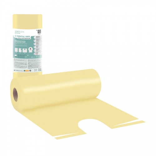 Οδοντ. Πετσέτα σε ρολό με λαιμόκοψη Soft Care 53 x 60cm κίτρινο (80 τεμ)