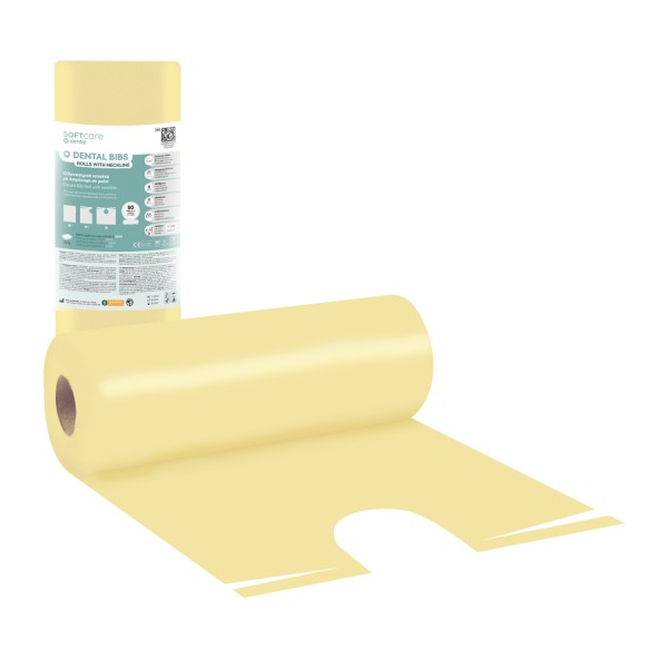 Οδοντ. Πετσέτα σε ρολό με λαιμόκοψη Soft Care 53 x 60cm κίτρινο (80 τεμ)
