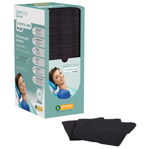Oδοντ. πετσέτα Soft Care Plus 3ply με dispenser μαύρη (4 x 125 τεμ)