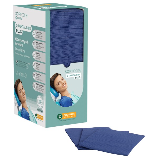 Oδοντ. πετσέτα Soft Care Plus 3ply με dispenser μπλε (4 x 125 τεμ)