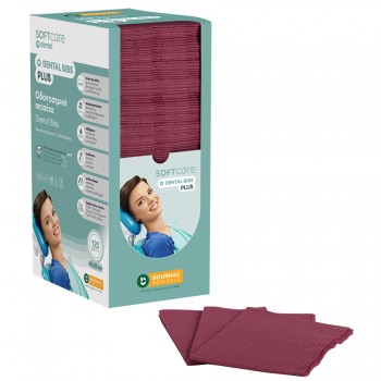 Oδοντ. πετσέτα Soft Care Plus 3ply με dispenser μπορντώ (4 x 125 τεμ)