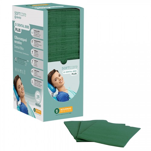 Oδοντ. πετσέτα Soft Care Plus 3ply με dispenser σκούρα πράσινη (4 x 125 τεμ)