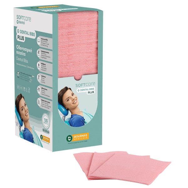 Oδοντ. πετσέτα Soft Care Plus 3ply με dispenser ροζ (4 x 125 τεμ)