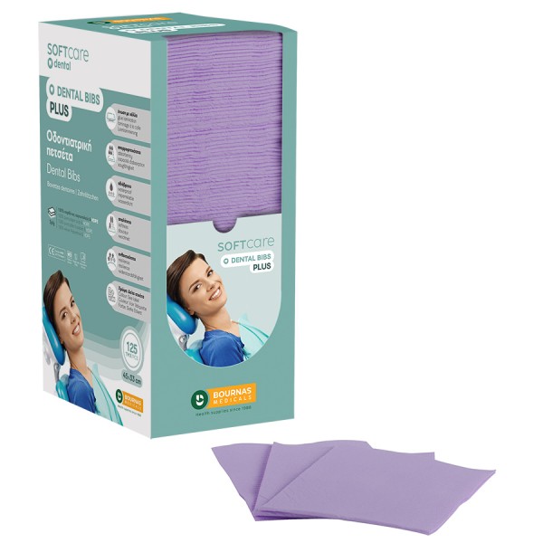 Oδοντ. πετσέτα Soft Care Plus 3ply με dispenser μωβ (4 x 125 τεμ)