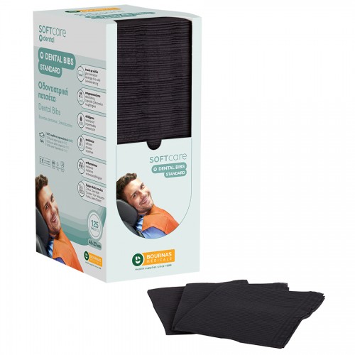 Oδοντ. πετσέτα Soft Care Standard 2ply με dispenser μαύρη (4 x 125 τεμ)