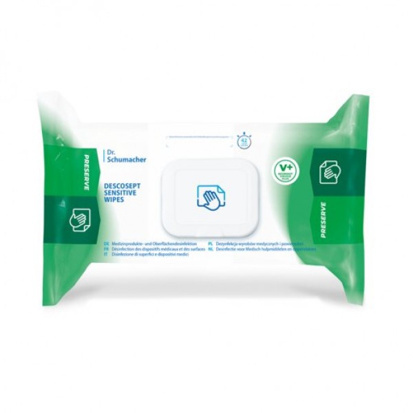 Descosept sensitive wipes 20x22cm Ταχεία απολύμανση ευαίσθητων επιφανειών (60τεμ)