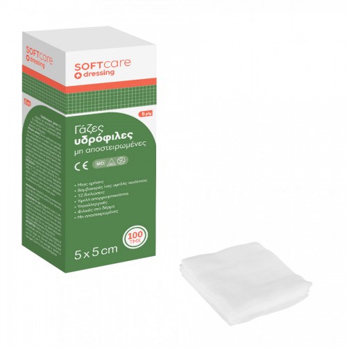 Γάζες απλές Soft Care 5 x 5cm 8ply (100 τεμ)