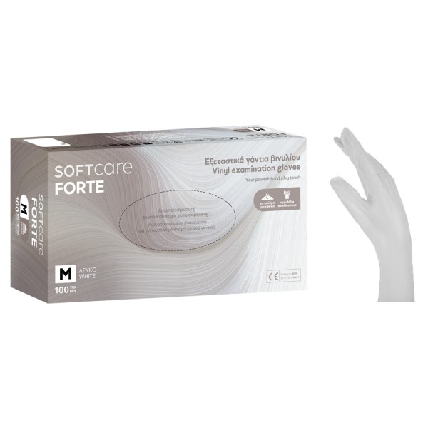 Γάντια Βινυλίου Soft Care FORTE - Λευκό με πούδρα (100τεμ) Γάντια Βινυλίου Soft Care FORTE - Λευκό με πούδρα (100τεμ)