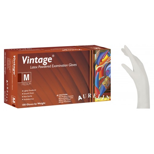 Γάντια Latex Aurelia® Vintage με πούδρα κρεμώδες λευκό (100τεμ)