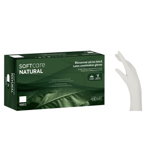 Γάντια Latex Soft Care ΝΑΤURAL με πούδρα - λευκά 