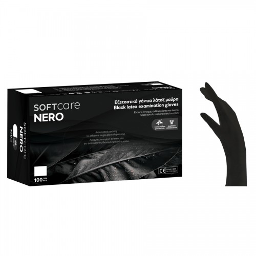 Γάντια Latex Soft Care NERO χωρίς πούδρα - μαύρα (100τεμ)