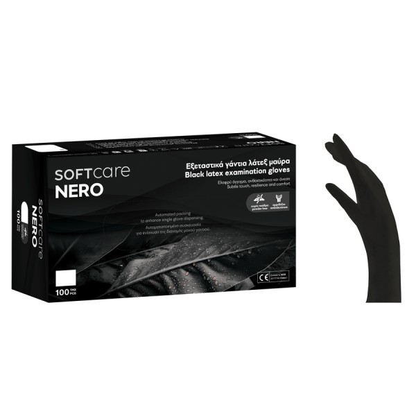 Γάντια Latex Soft Care NERO χωρίς πούδρα - μαύρα (100τεμ)