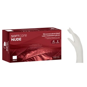 Γάντια Latex Soft Care NUDE χωρίς πούδρα - λευκά (100τεμ)