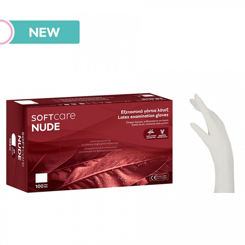 Γάντια Latex Soft Care NUDE χωρίς πούδρα - λευκά (100τεμ)