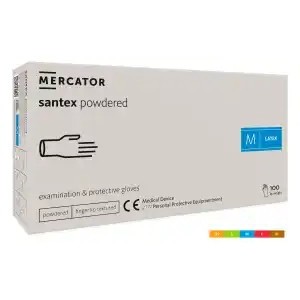 Γάντια Latex με πούδρα - λευκά (100τεμ)