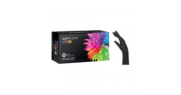 Γάντια νιτριλίου Soft Care VIVID Μαύρο Medium (100 τεμ)