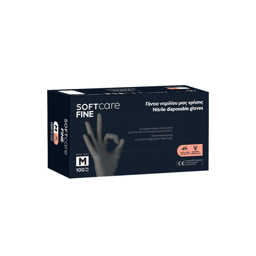 Γάντια νιτριλίου Soft Care FINE Μαύρο (100τεμ)