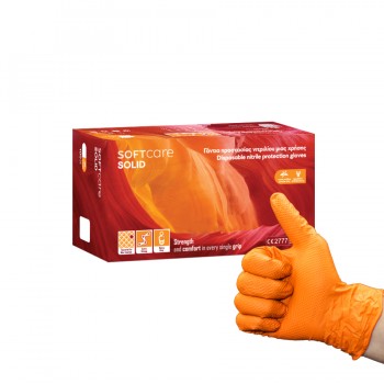 Γάντια νιτριλίου Soft Care SOLID Πορτοκαλί  (90τεμ) (100τεμ)