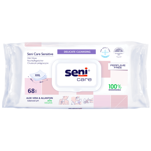 Υγρά μαντηλάκια καθαρισμού Seni Care sensitive (68τεμ) βιοδιασπώμενα