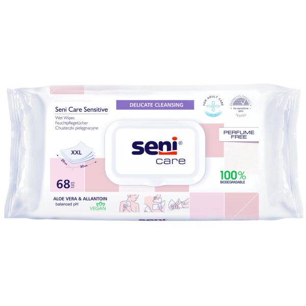 Υγρά μαντηλάκια καθαρισμού Seni Care sensitive (68τεμ) βιοδιασπώμενα