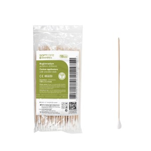 Βαμβακοφόροι Soft Care ξύλινο στέλεχος 15 cm (100 τεμ)