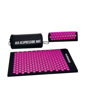 Rea Acupressure Set πιέσεων: Στρώμα 72x43cm & Μαξιλάρι 37x15x10cm - Μαύρο/Ροζ