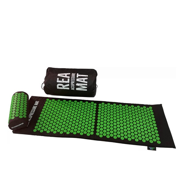 Rea Acupressure Set πιέσεων: Στρώμα 128x42cm & Μαξιλάρι 37x15x10cm - Μαύρο/Λαχανί