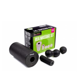 Rea Massage Set 4 τμχ : Κύλινδρος (29x15cm & 12x5,3cm) Mπάλα (Single 8cm & Twin 16x8cm) - Μαύρο