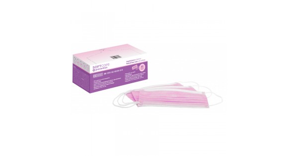 Soft Care Μάσκες χειρουργικές με λάστιχο ροζ (50τεμ)