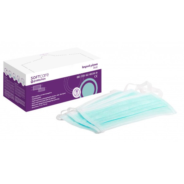 Soft Care Μάσκες χειρουργικές δετές πράσινες (50τεμ)