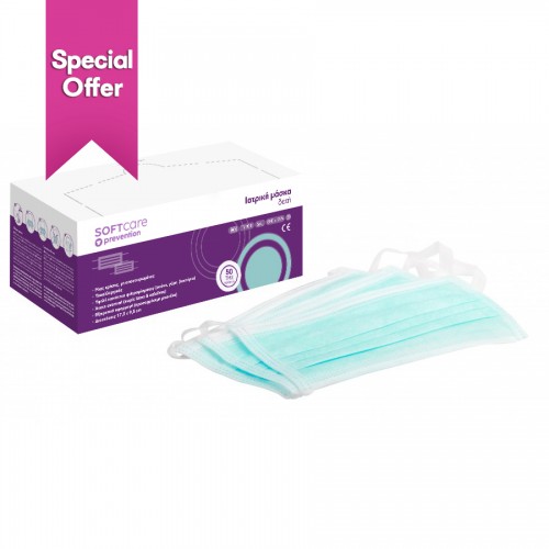 Soft Care Μάσκες χειρουργικές δετές πράσινες (50τεμ)