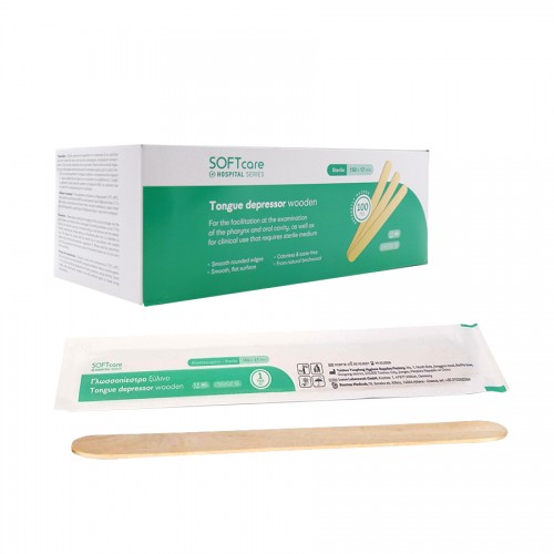 Γλωσσοπίεστρα Ξύλινα Soft Care Αποστειρωμένα (100 τεμ)