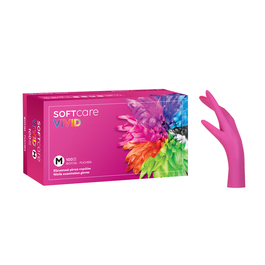 Γάντια νιτριλίου Soft Care VIVID Φούξια